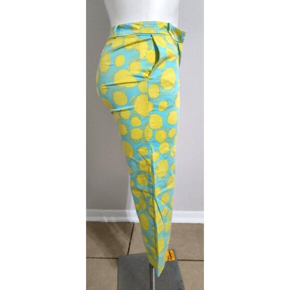 David Brooks High-Waisted Blue Yellow Lemon Print Pants 8 - Picture 5 of 12